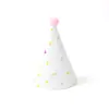Nuevo sombrero de cumpleaños Amazon transfronterizo original dorado brillante con estampado metálico bola de pelo grande lindo sombrero de cumpleaños para fiesta de cumpleaños