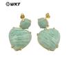 E719 Estilo palaciego de estilo chino 18K micro incrustado piedra semipreciosa natural amatista en forma de corazón aretes de moda amor aretes