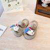 Estilo Coreano Otoño e Invierno Nueva Ropa Exterior Casual Zapatillas de Algodón Personalizadas para Niñas Perro Azul con Orejas Lindas Zapatillas Peludas Corazón de Niña