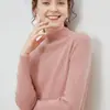 Suéter de Lã Slim com Gola Alta Meia-Boca, Sem Costura, Linha Única, Pronto para Vestir, para Mulheres, Outono e Inverno, Suéter Interno Justo para Mulheres, Camisa de Base de Lã