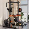 Rack de potência multifuncional integrado para supino, agachamento, máquina Smith, equipamento completo de treinamento de força para fitness em casa