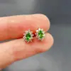Pendientes Transfronterizos de Tsavorita Natural Amazon S925 Plata Piedra Principal 3*5 Joyería de Lujo Venta Directa de Fábrica