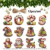Pingentes de Árvore de Natal Decorações de Pão de Gengibre Pingentes de Natal Veado Fofo de Inverno Flocos de Neve Papai Noel Pingentes de Madeira