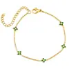 Pulsera de Acero de Titanio con Trébol de Cuatro Hojas de la Suerte Transfronteriza, Gama Alta, Lujo Ligero, No se Desvanece, Popular Pulsera de Joyería de Acero Inoxidable para Mujer