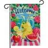 Banderas de Jardín de Verano Nuevas y de Gran Venta Transfronterizas: Banderas Decorativas de Playa Hawaiana con Flamenco y Sandía para el Sol de Verano