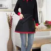 Ropa de Trabajo, Mandil de Media Cintura, Mandil de Media Cintura para Mesero, Mandil de Trabajo para Cafetería y Casa de Té con Bolsillos, Pequeño Catering, Sin Mangas