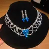 ¡Lujo europeo y americano! Collar de flor de circón de colores con gota de agua, cadena para clavícula de estilo court vintage, joyería de lujo ligero de alta gama