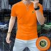 Nova Camiseta Masculina de Manga Curta com Gola Redonda Estampada Top Tendência Manga Meia-manga Slim Fit Algodão Seda Roupas Masculinas Bonitas