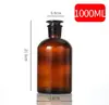 Botella de Reactivo de Vidrio Engrosada Transparente Esmerilada Boca Ancha Botella Experimento Químico Reactivo de Alcohol Botella de Reactivo de Vidrio Marrón