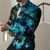 Camisa de Hombre de Manga Larga Europea y Americana Transfronteriza de Primavera y Otoño, Nueva Tendencia de Moda con Estampado 3D Fresco