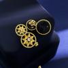 Aretes de Disco de Estrella Personalizado Redondo Doble Brújula Estrella Octagonal Estrella de Ocho Puntas Borde de Perlas Dos Métodos de Uso Aretes de Disco de Estrella