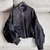 Nuevo Producto 2026: Chaqueta Corta de Vuelo para Mujer en Satén de Cúpro Negro Fresco, Mayoreo H10EW85011