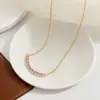 Collar de Cadena de Clavícula de Lujo Ligero Estilo Francés, Multicolor, Sonrisa, Súper Brillante, Totalmente Incrustado con Diamantes, para Mujer, Moderno, Exquisito, Versátil, Gama Alta