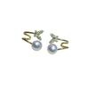 Dan joyería de durazno aguja de plata S925 perla natural diamante aretes de perlas un uso doble aretes de perlas con borla de circonita