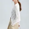 Cárdigan de Punto de Seda de Hielo para Mujer 2026 Nueva Moda Elegante Crochet Hueco Delgado Chal Protección Solar Top