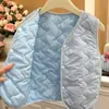 Nuevo chaleco azul sin mangas de estilo coreano para primavera y otoño para niñas, ropa infantil moderna y versátil