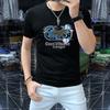 Direto da fábrica uma geração de 2024 verão nova tendência Joker manga curta camiseta masculina manga T strass gola redonda ajuste fino