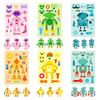 Compra Directa Transfronteriza [Calificado Ce.Cpc] 6 Hojas/Paquete Robot Puzzle Caras Cambiantes Pegatinas Dibujos Animados Creativo y Divertido