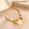 Pulsera de cuentas redondas no se desvanece acero de titanio pulsera de moda de lujo ligero europea y americana pulsera hip hop ins joyería para parejas