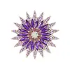Broche de floco de neve de vidro roxo Advanced Sense Moda requintada Roupas femininas Placket de pressão Pin fixo Anti-reflexo Corsage