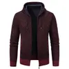Chaqueta Cardigan de Punto para Hombre Otoño e Invierno con Capucha, Corte Delgado, Estilo Corto, Casual de Negocios, Múltiples Colores Disponibles 6968