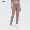 Calça de fitness e yoga feminina com sensação de segunda pele, amiga da pele, cintura alta, controle de barriga, justa, comprimento nove pontos, adequada para usar como outer, leggings elásticos D26108