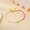 Yuebao Jewelry Plata de Ley S925 Chapado en Oro Hielo Triturado Calabaza Hilo Rojo Año del Zodiaco Pulsera Accesorio para la Mano Comercio Electrónico Más Vendido al por Mayor