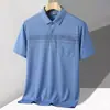 Camisa Polo de Manga Curta de Verão Masculina Beijianglang Camiseta Casual com Gola Polo Bolso Solto para Pai de Meia-Idade e Idoso