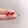 Pendientes de Plata de Ley 925 con Ágata Roja, Retro, Exquisitos, Compactos, Estilo Occidental, Pendientes de Nicho para Piercing, Estilo Fresco de Alta Gama