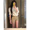 Shorts Jeans Cáqui Feminino 2026 Novo Verão Cintura Alta Justos Estilo Americano Hot Girl Colado ao Corpo Modelador Linha A Hot Pants