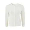 Elegante cárdigan de punto azul marino de manga larga para mujer, adecuado para primavera y otoño, top versátil y único, chaqueta suéter
