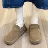 Botas de neve de peça única com sola de couro, de calçar, forradas com fleece, sapatos de algodão espessos para mulheres, novos sapatos de inverno Birkenstock 2026, sapatos de dirigir