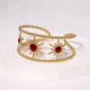 Pulsera Geométrica Simple de Estilo Frío Transfronteriza Europea y Americana Amor Flor Oro Francés Chapado Acero Inoxidable para Mujer