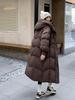 Abrigo Largo de Invierno con Capucha Estilo Coreano para Mujer, Moda Invernal, Engrosado, Resistente al Frío, Plumón de Pato Blanco, Chaqueta Larga hasta la Rodilla, Pinghu
