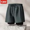Bañadores para Hombre Adulto Doble Capa Estilo de Cinco Puntos Conjunto de Traje de Baño Anti-Vergüenza Nuevos Bañadores Profesionales
