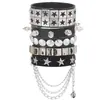 Pulsera de Cuero Vintage Multicapa de Moda Punk para Hombre con Cadena de Remaches Personalizada Cuero Hecho a Mano