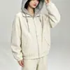Chaqueta casual con capucha 2026 modelo nuevo primavera y otoño, moda exterior tipo dos piezas falsas, chaqueta holgada que rejuvenece para mujer
