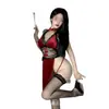Gato Noturno Sexy Cheongsam com Fenda Alta Lingerie Puro Desejo Sem Tirar Vestido de Noite Feminino Qqny Renda Vermelha Tentação Uniforme