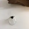Anel Aberto Coração Preto Coreano Moda Feminina Estiloso Tendência Ins Estilo Frio Simples Anel para Dedo Indicador Pulseira