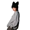 Sombreros de Estilo Coreano para Otoño e Invierno para Mujer, Gorros de Punto de Lana, Gorros Pequeños de Lana, Versátiles y Lindos de Orejas de Gato, Gorros Cálidos para el Frío