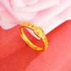 Anillo de oro arena no se desvanece por mucho tiempo diseño nicho avanzado bolso pequeño cuadrado elegante simple moda anillo para mujer joyería de oro imitación