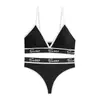 Lingerie Sexy Europeia e Americana Taça Triângulo Tanga Biquíni Garota Quente Plus Size Fitness Yoga Conjunto Sutiã Esportivo Mulheres
