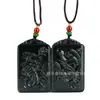 Jade Verde Hetian Natural Colgante Largo de Dragón y Fénix Colgante de Jade para Pareja Colgante de Dragón Verde y Fénix Suministro en Vivo