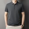 Camiseta de Verano de Manga Corta para Hombre Seda de Morera Edad Media Seda de Hielo Manga Corta Camisa Polo para Hombre Algodón Mercerizado Negocios Solapa Top