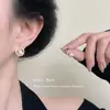 Pendientes de Perlas de Agua Dulce Estilo Francés, Pendientes Redondos de Circonita Simples y Versátiles, Pendientes de Lujo Ligero de Moda de Alta Gama para Mujer