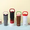Taza aislada de acero inoxidable 316 muy elegante, gran capacidad, portátil con asa, taza para beber de doble uso, taza de coche de moda para exteriores