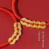 Pulseira de Moedas dos Cinco Imperadores Banhada a Ouro, Corda Trançada Feita à Mão, Fio Vermelho da Sorte e Auspicioso para Homens e Mulheres, Fio Vermelho do Ano do Zodíaco, Pulseira de Casal