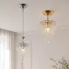 Lámpara Colgante de Cristal de Lujo Ligero Francés para Dormitorio Mesita de Noche Pasillo Vestíbulo Pasillo Barra de Bar Comedor Lámparas Americanas