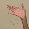 Colar de Pérolas em Camadas Flor de Íris Vintage Longo de Alto Valor Exquisito Versátil Moda
