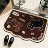 Alfombrilla de suelo de tierra de diatomeas con diseño de gatito de dibujos animados para entrada, baño y estudio, antideslizante, absorbente de agua, secado rápido, resistente al desgaste, fácil de limpiar